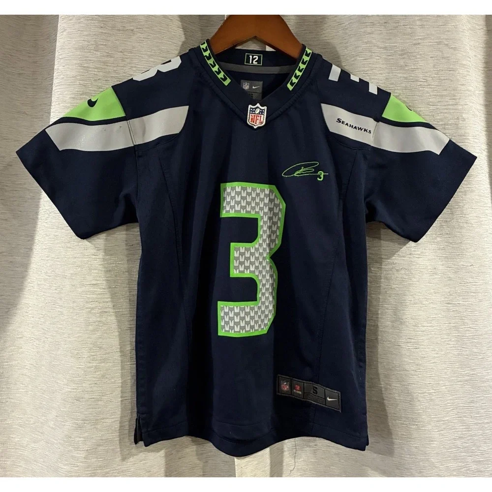 Seattle Seahawks #3 Russell Wilson Nike NFL Football Jersey Boys Size Small Blue
